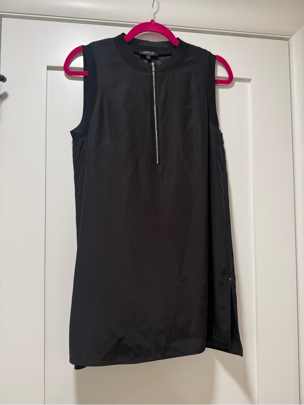 Lafayette 148 New York Black Sleeveless Zip-Front Tunic - Picture 2 of 4